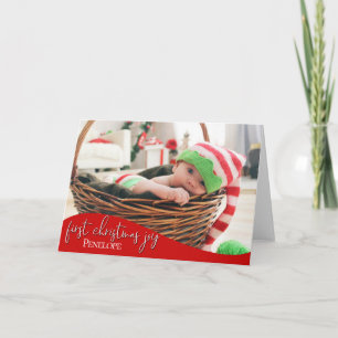 De eerste kerstvreugde voor de baby - de FOTO VAN  Kaart