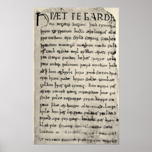 De eerste pagina van Beowulf Print