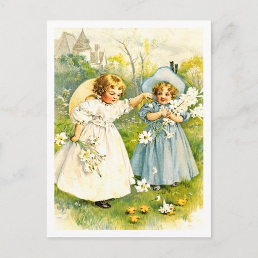 De eerste Pasen van de baby.  Kinder Briefkaarten (Voorkant)