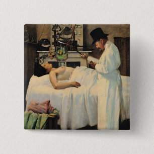 De eerste poging om Kanker met röntgenstralen te b Vierkante Button 5,1 Cm