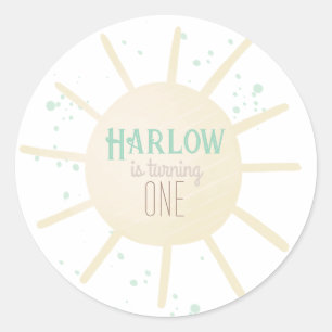 De eerste reis rond de zon die een eerste verjaard ronde sticker