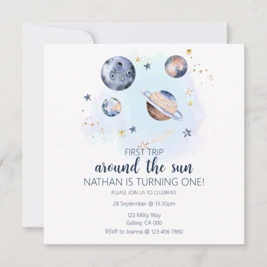 De eerste reis rond de zondag uitnodiging (Voorkant)