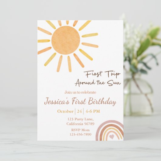 De eerste reis rond de zondag uitnodiging (Staand voorkant)