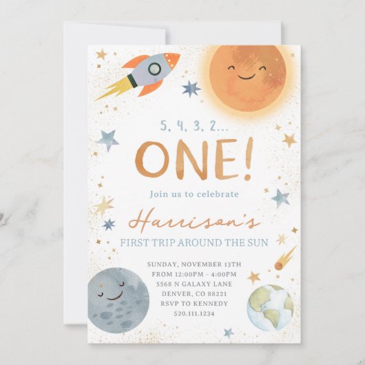 De eerste reis rond de zondag uitnodiging (Voorkant)