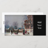 De eerste scène van Kerstmis van de Sneeuw Feestdagenkaart (Voorkant / Achterkant)