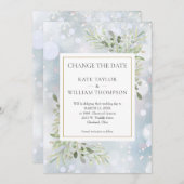 De eerste Snowflakes veranderen de Datum Greenery  Save The Date (Voorkant / Achterkant)