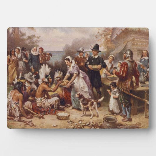 De eerste Thanksgiving 1621 | c.1932 Fotoplaat (voorkant)