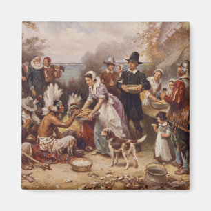 De eerste Thanksgiving 1621   c.1932 Magneet