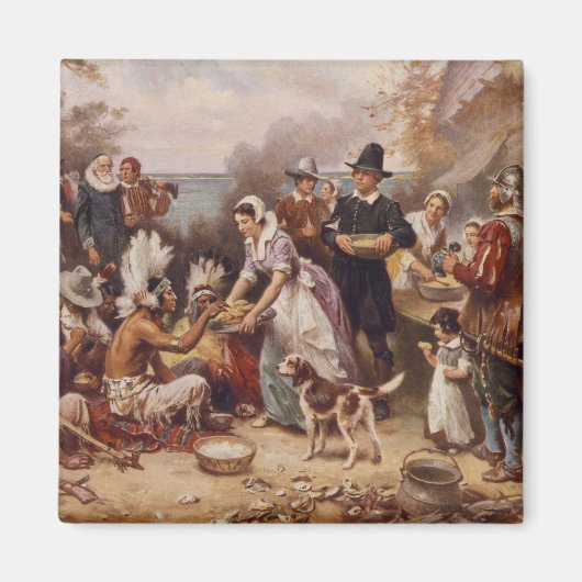 De eerste Thanksgiving 1621 | c.1932 Magneet (Voorkant)