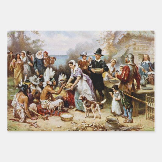De eerste Thanksgiving, 1621, Inpakpapier Vel (Voorkant 3)