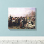 De eerste Thanksgiving bij Plymouth door Brownscom Canvas Afdruk (Insitu (Houten vloer))