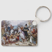 De eerste Thanksgiving door Jean Ferris c. 1912 Sleutelhanger (Voorkant)