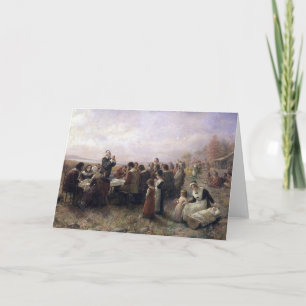 De eerste Thanksgiving in Plymouth door Feestdagen Kaart