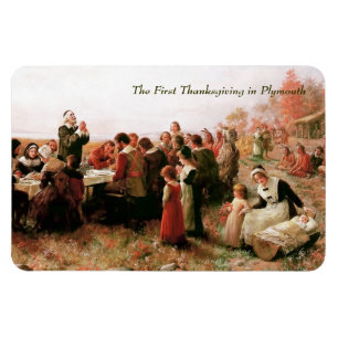 De eerste Thanksgiving in Plymouth. Fine Art Magneet
