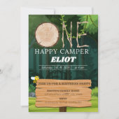 De eerste verjaardag van een Happy Camper Boy Kaart (Voorkant)