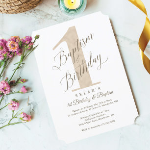 De eerste verjaardag van Elegant Script Gold Baby  Kaart