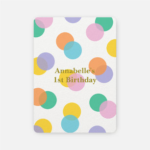 De eerste verjaardag van meisjes, kleurrijke poka  kaart