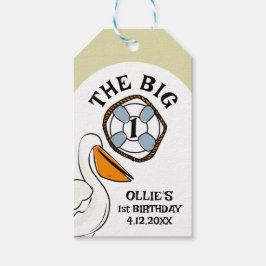 De eerste verjaardag van The Big One Nautical Beac Cadeaulabel