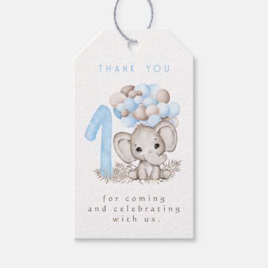 De eerste verjaardag vult het blauw in dank u Labe Cadeaulabel (Voorkant)