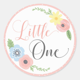 De eerste verjaardagsfeestje van Little One Floral Ronde Sticker