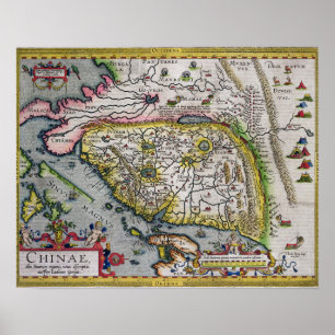 De eerste Westerne Atlas China 1584 Poster