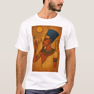 De Egyptische farao Akhenaten zonaanbiddingskunst T-shirt