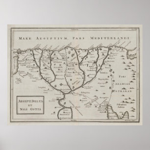 De Egyptische rivier de New Nile Delta Map (jaren Poster