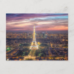 De Eiffeltoren 's nachts, Parijs Frankrijk Briefkaart