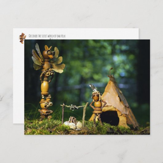 De eikelelfen spelen Indiaas. Zomercamping Briefkaart (Voorkant / Achterkant)