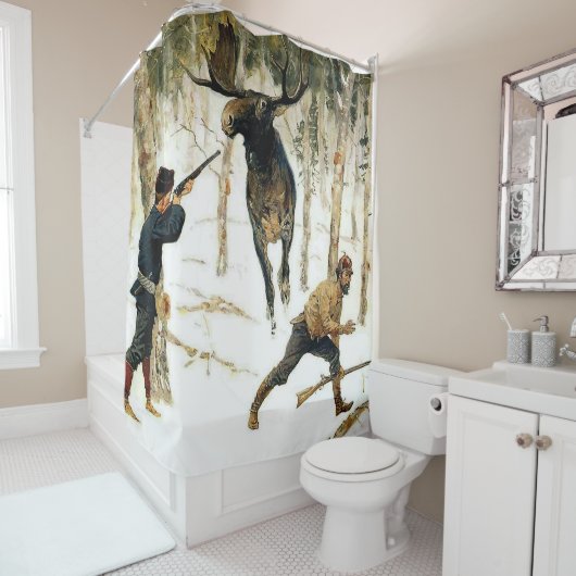 De elandjacht door Frederic Remington Douchegordijn (In situ)