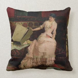 De elegante kenner, 1883 (olieverf op doek) kussen