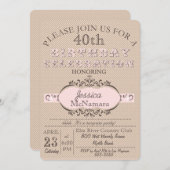 De elegante Roze Uitnodiging van de Verjaardag van (Voorkant / Achterkant)