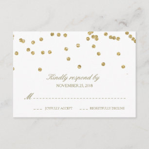 De elegante Witte en Gouden Stippen RSVP van