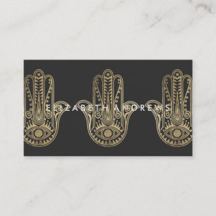 De elegante zwarte en gouden hand van hennahamsa visitekaartje