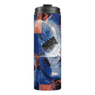 De elegantie van blauw wekt bewondering in de fab thermosbeker