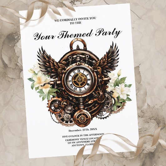 De elegantie van Steampunk Floral Magic Briefkaart