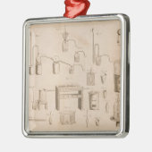 De elementen van de scheikunde" metalen ornament (Links)