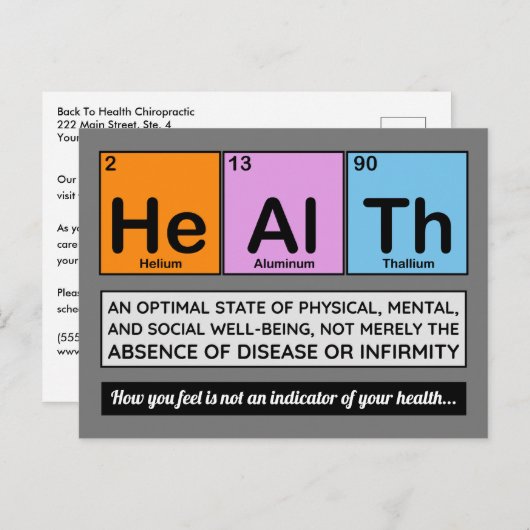 De elementen van het gezondheidscentrum briefkaart (Voorkant / Achterkant)