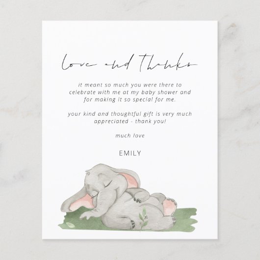 De Elephant Baby shower Love and Bedankt van het M (Voorkant)
