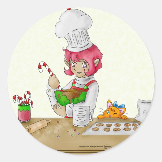 De Elf Baker Sticker! Ronde Sticker (Voorkant)