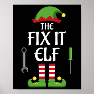 De Elf Family Matching Group Kerstmis herstellen Poster