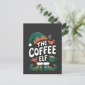 De Elf Koffie Grappig Kerst Elf Coffeïne Liefhebbe Uitnodiging Briefkaart (Staand voorkant)
