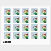 De Elf uit de Werkplaats van de Kerstman Vierkante Sticker (Vel)