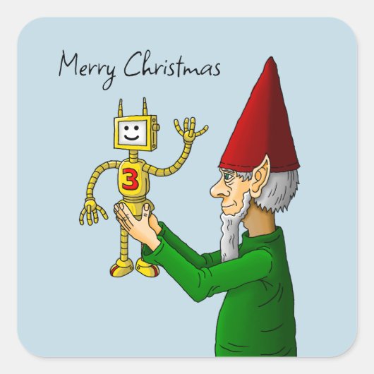 De Elf uit de Werkplaats van de Kerstman Vierkante Sticker (Voorkant)