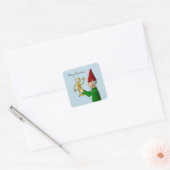 De Elf uit de Werkplaats van de Kerstman Vierkante Sticker (Envelop)