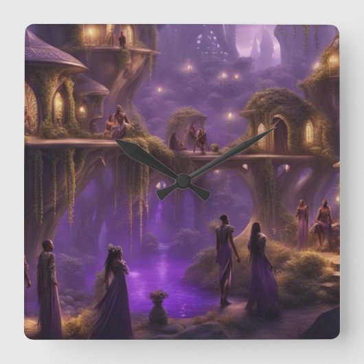 De Elf Werelden Vierkante Klok (Voorkant)