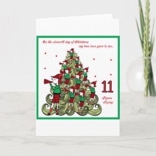 De elfde dag van Kerstmis Feestdagen Kaart