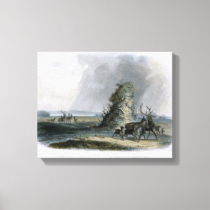 De Elkhorn-piramide op de Upper Missouri, bord 2 Canvas Afdruk