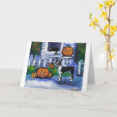 De ellende van Halloween Boston Terrier Kaart (Gele Bloem)