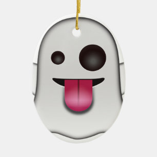 De enge Koele Pret van Emoji van het Spook Keramisch Ornament